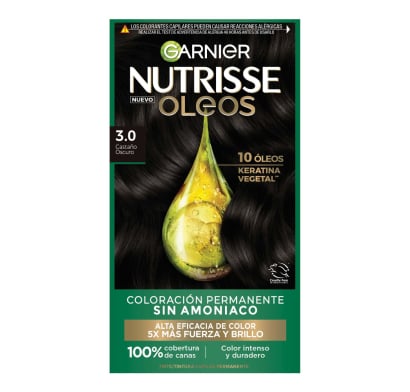 Tinta Garnier Nutrisse Óleos N°3.0 Castaño Oscuro