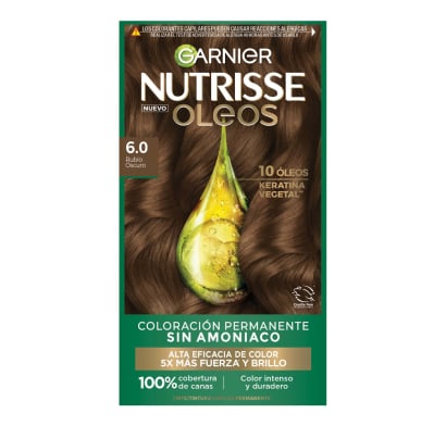 Tinta Garnier Nutrisse Óleos N°6.0 Rubio Oscuro