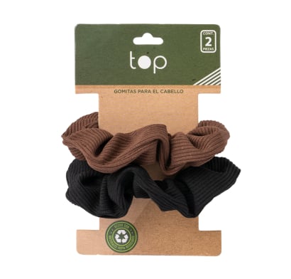 Gomitas para el Pelo Top Eco Marrón y Negro 2 Unidades