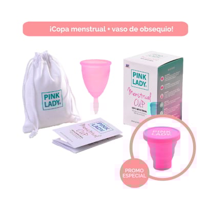 Kit Copa Menstrual Reutilizable Pink Lady L + Vaso