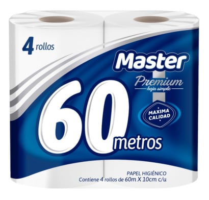 Papel Higiénico Master Premium 4 Unidades 60 m