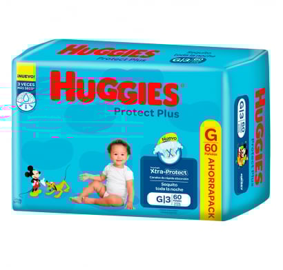 Pañales Huggies Protect Plus G 60 Unidades