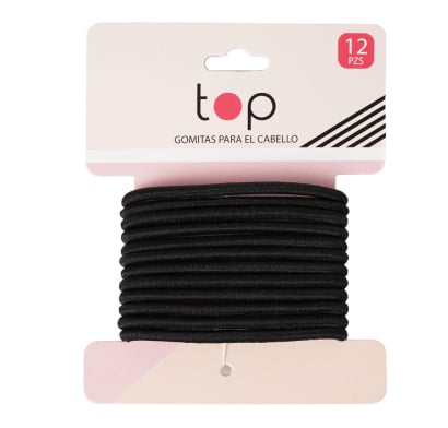 Gomitas para el Pelo Top Negras 12 Unidades