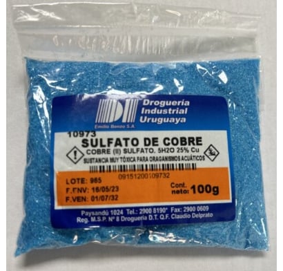 Sulfato de Cobre Diu En Polvo 100 g
