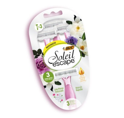 Afeitadora Femenina Bic Soleil Escape Rosa Y Magnolia 3 Unidades
