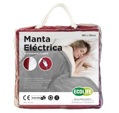 Manta Eléctrica Ecolife Gris 1 Plaza y Media