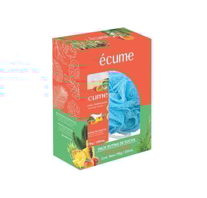 Set de Ducha Écume Mousse Ducha Frutos Tropicales + Esponja