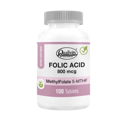 Ácido Fólico Qualivits 800 mcg 100 Tabletas 