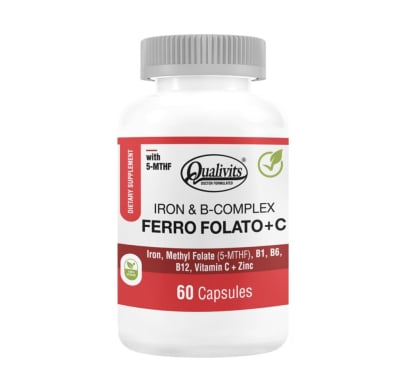 Ferro Folato + C Qualivits Hierro y Complejo B 60 Cápsulas