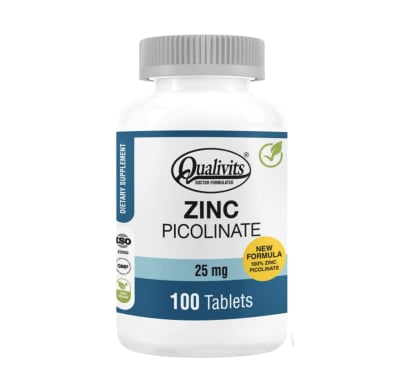 Zinc Qualivits 25 mg Picolinate 100 Tabletas