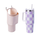 Combo Farma Hogar Vaso con Brillos Cuadrille 1.18 l y Protector para Vaso Rosa