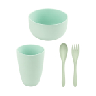 Combo Farma Hogar Vaso, Bowl y Set de Cuchara y Tenedor Colores Surtidos