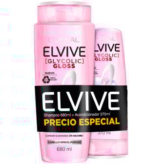Pack Elvive Glycolic Gloss Shampoo 680 ml + Acondicionador 370 ml