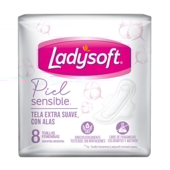 Toallitas Femeninas Ladysoft Piel Sensible 8 Unidades
