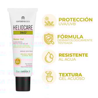 Protector Solar Heliocare 360° Water Gel sin Color FPS50+ 50 ml