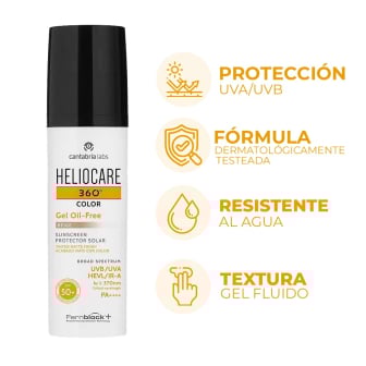 Protector Solar Heliocare 360° Gel Oil Free Color Beige FPS50+ 50 ml