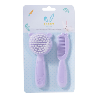 Set Peine y Cepillo Rabbit Violeta 2 Unidades Diseños Surtidos