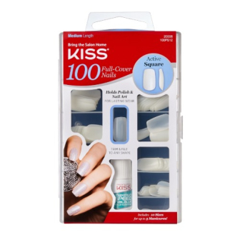 U&ntilde;as Postizas Adhesivas Kiss Impress Nails Blancas 100 Piezas