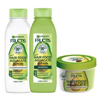 Combo Garnier Fructis Hair Food Aguacate Shampoo 300 ml, Acondicionador 300 ml y Mascarilla 350 ml