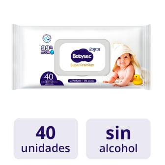 Toallitas Húmedas Babysec Super Premium Cuidado Sensible 40 Unidades