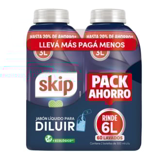 Jabón Líquido para Ropa Skip Diluible 500 ml 2 Unidades