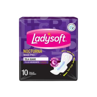 Toallitas Femeninas Ladysoft Nocturna Maxi Pro 10 Unidades