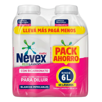 Jab&oacute;n L&iacute;quido para Ropa Nevex Diluible Bicarbonato 2 Unidades