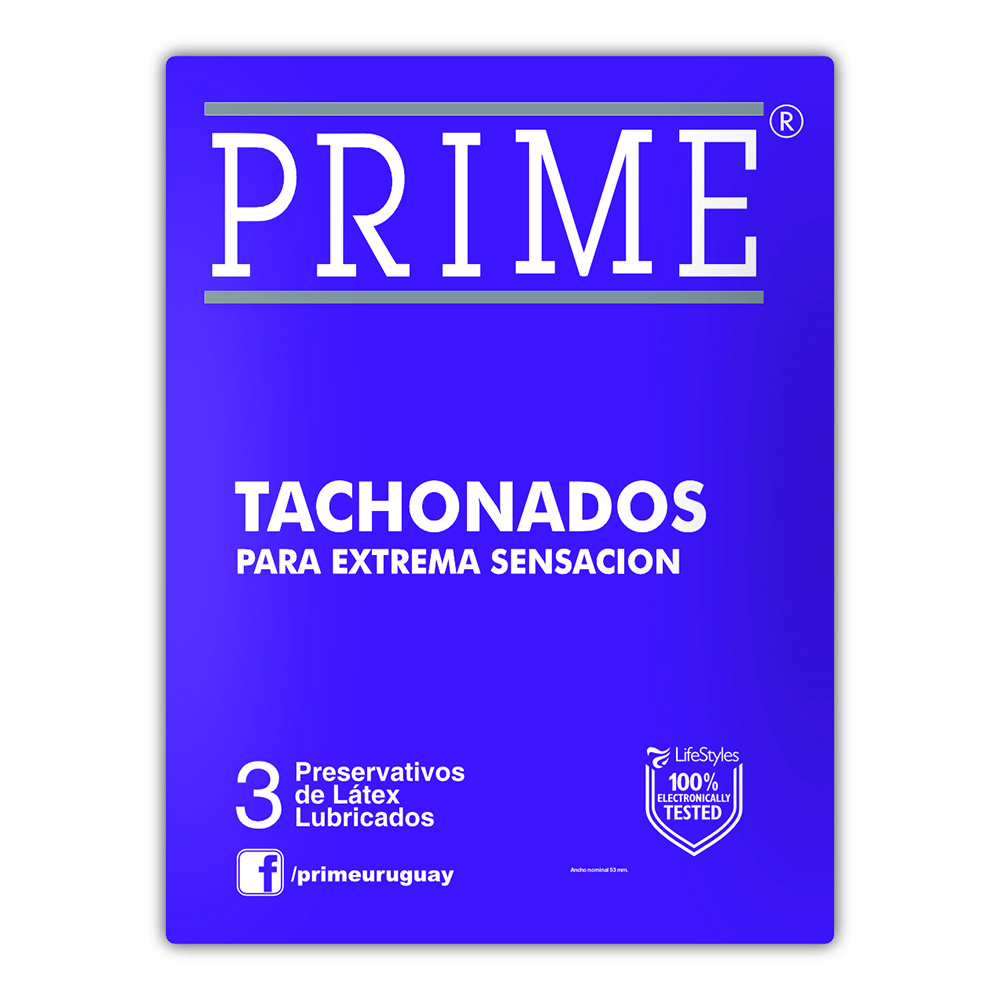 PRESERVATIVO PRIME TACHONADOS X3 UNIDADES.