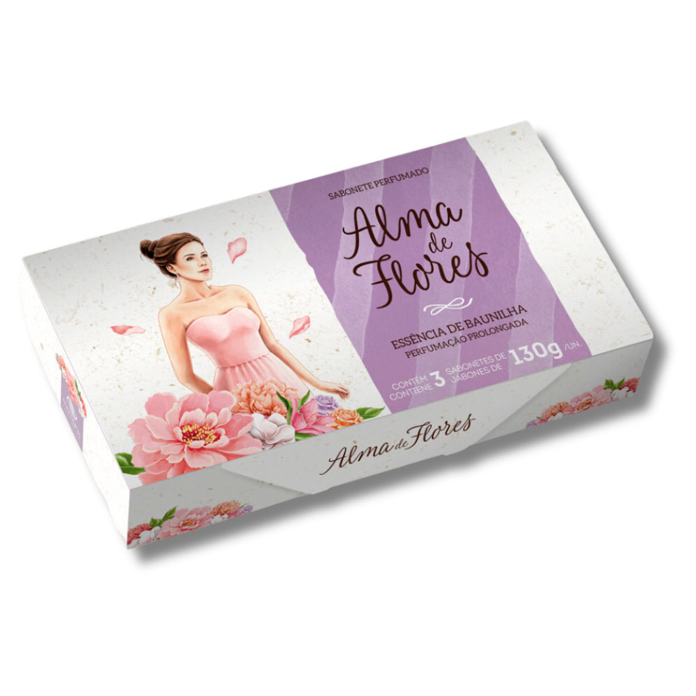 Set Alma De Flores Jabón En Barra Vainilla 130 G 3 Unidades