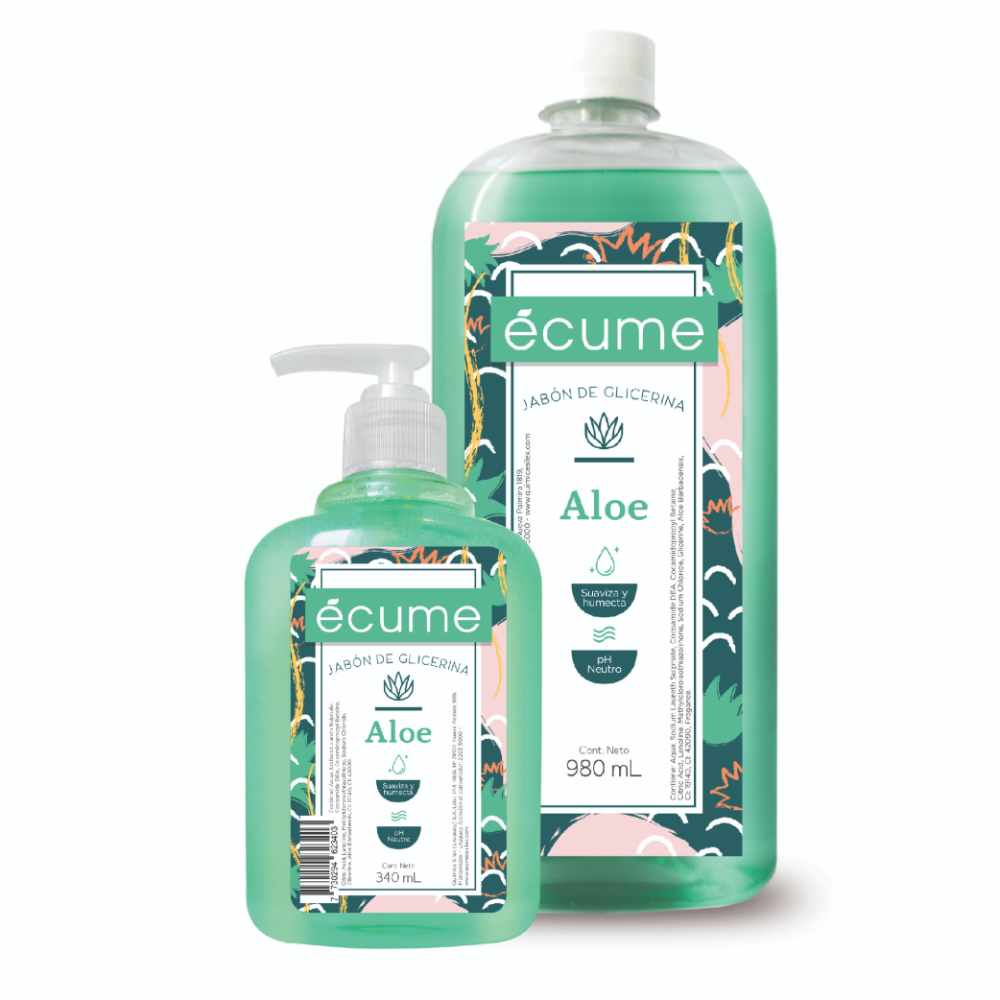 Jabón De Glicerina écume Aloe 1 L + Jabón Aloe 340 Ml