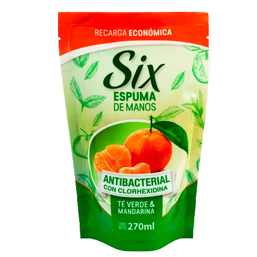 Repuesto De Jabón En Espuma Manos Six Té Verde 270 Ml