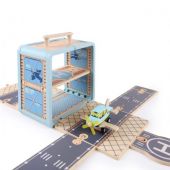 Juego Aeropuerto Maleta Con Helicoptero Y Avion De Madera