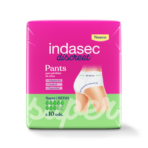 PAÑALES INDASEC PANT SUPER TALLE MEDIO X10 UNIDADES.