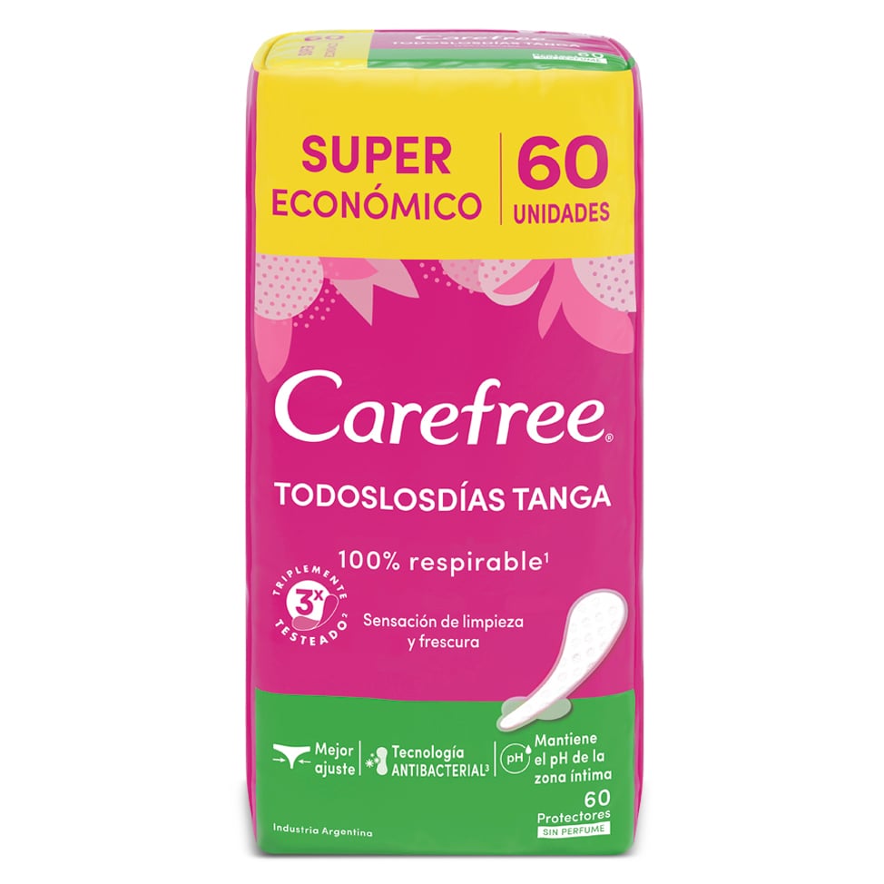 Protectores Diarios Carefree Todos Los Días Tanga 60 Unidades