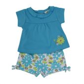 Short Estampado Akas Con Remera Lisa Con Volados