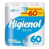 Papel Higiénico Higienol Sin Fin 60 M 8 Rollos