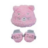 Set Gorro Y Escarpines Peluche Rosado