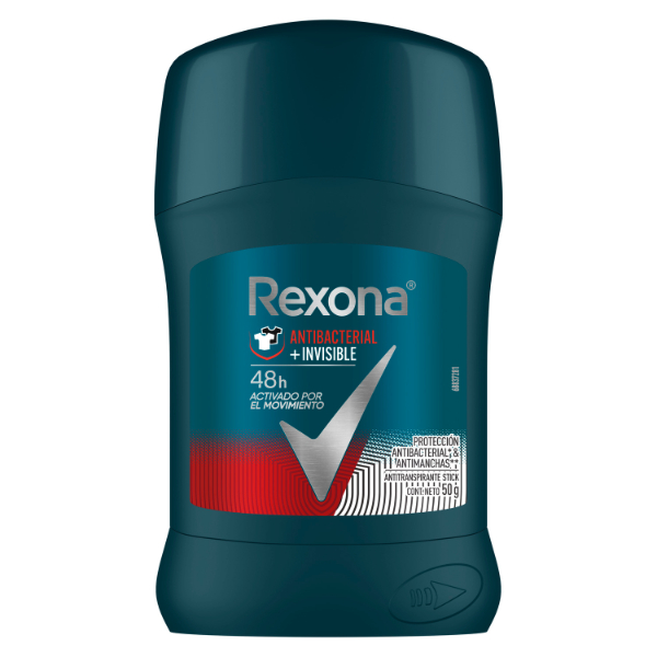 Antitranspirante En Barra Rexona Men Antibacterial Invisible 50 Ml