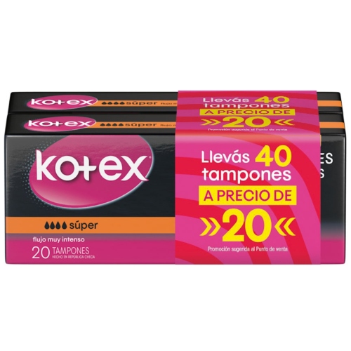 Tampones Kotex Super 2x1 40 Unidades