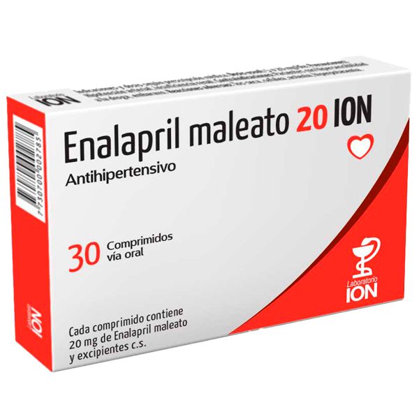 ENALAPRIL MALEATO ION 20 MG 30 COMPRIMIDOS Farmashop