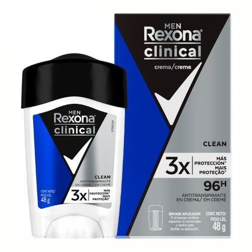 REXONA desodorante CLINICAL antitranspirante en crema para caballero 48 g 