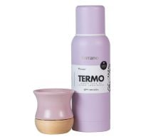 Set Terrano Mate De Cerámica Lila Y Termo 750 Ml