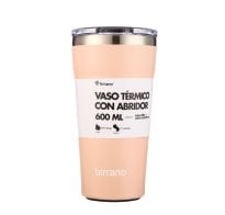 Vaso Térmico Terrano Con Destapador Rosado 600 Ml