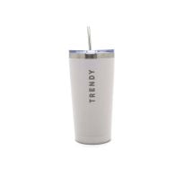 Vaso Térmico Trendy Con Tapa Y Sorbete Blanco 600 L