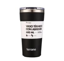 Vaso Térmico Terrano Con Destapador Negro 600 Ml