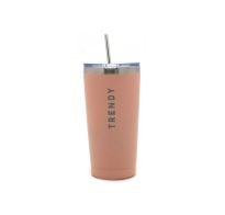 Vaso Térmico Trendy Con Tapa Y Sorbete Rosado 600 L