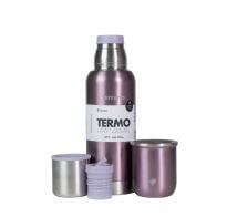 Set Termo Terrano 750 Ml + Mate De Acero Sicilia Metalizado Lila