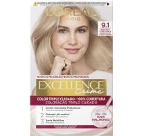 TINTURA PERMANENTE EXCELLENCE CREME DE L'ORÉAL PARÍS 9.1 RUBIO MUY CLARO CENIZA X 47 GR