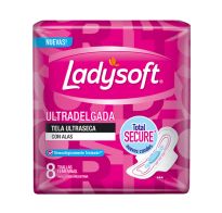 Toallitas Femeninas Ladysoft Ultradelgada Dual Con Alas 8 Unidades