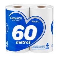 Papel Higiénico Cameratta Hoja Simple 60 M 4 Rollos